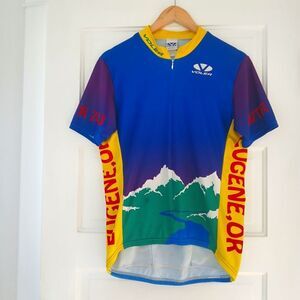 Vintage 2003 Voler Men's Cycling Jersey Color Block 3/4 Zip Eugene OR Size S/M